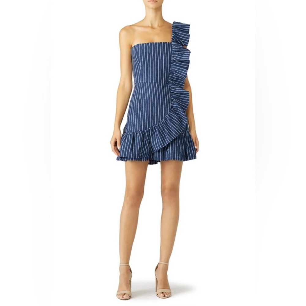 - Alexis Konner Blue Striped One-Shoulder Dress